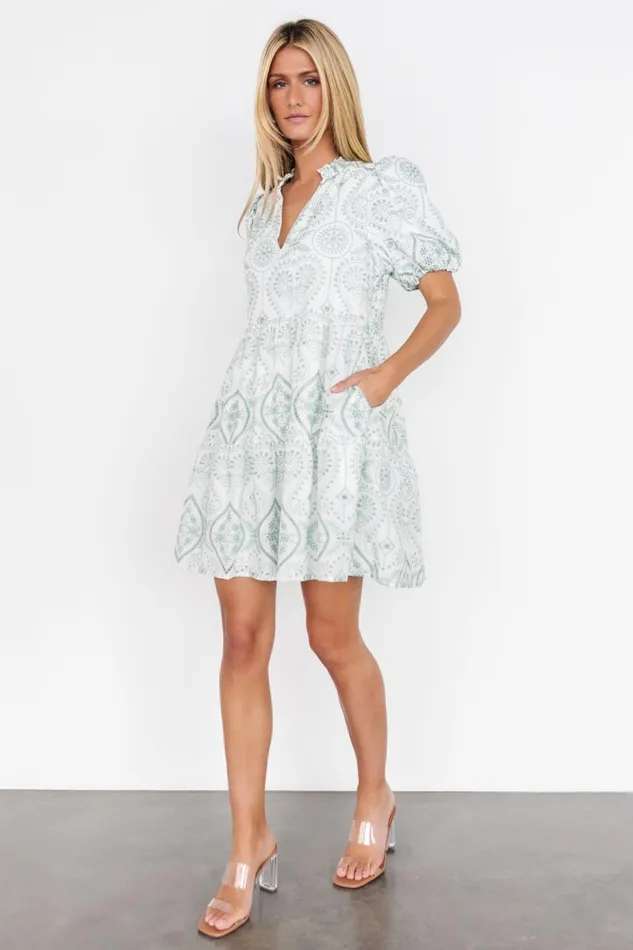 Josie Eyelet Babydoll Dress White Sage Women Baltic Born Short Dresses Josie Eyelet Babydoll Dress White Sage Women Baltic Born Short Dresses