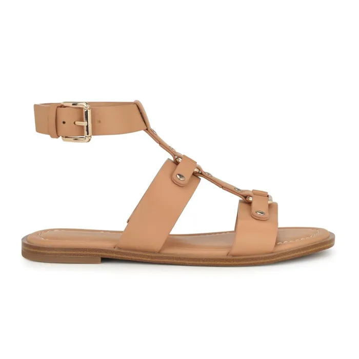 Jouise Ankle Strap Flat Sandals Light Natural Women Nine West Low Heel