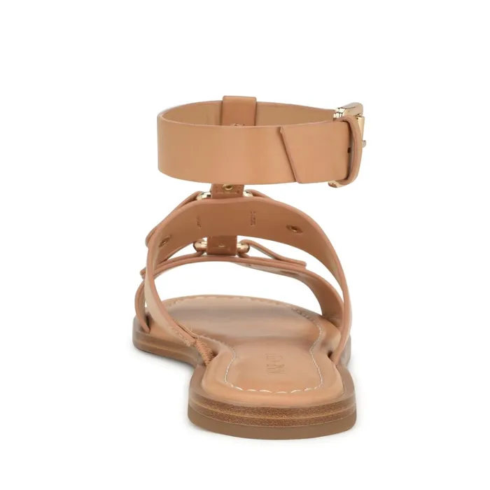 Jouise Ankle Strap Flat Sandals Light Natural Women Nine West Low Heel