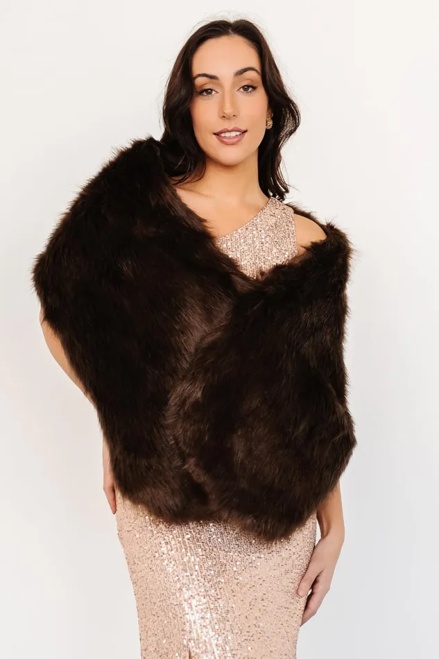 Jovie Faux Fur Shawl Chocolate Women Baltic Born Shawls
