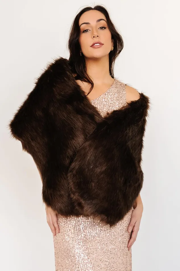 Jovie Faux Fur Shawl Chocolate Women Baltic Born Shawls Jovie Faux Fur Shawl Chocolate Women Baltic Born Shawls