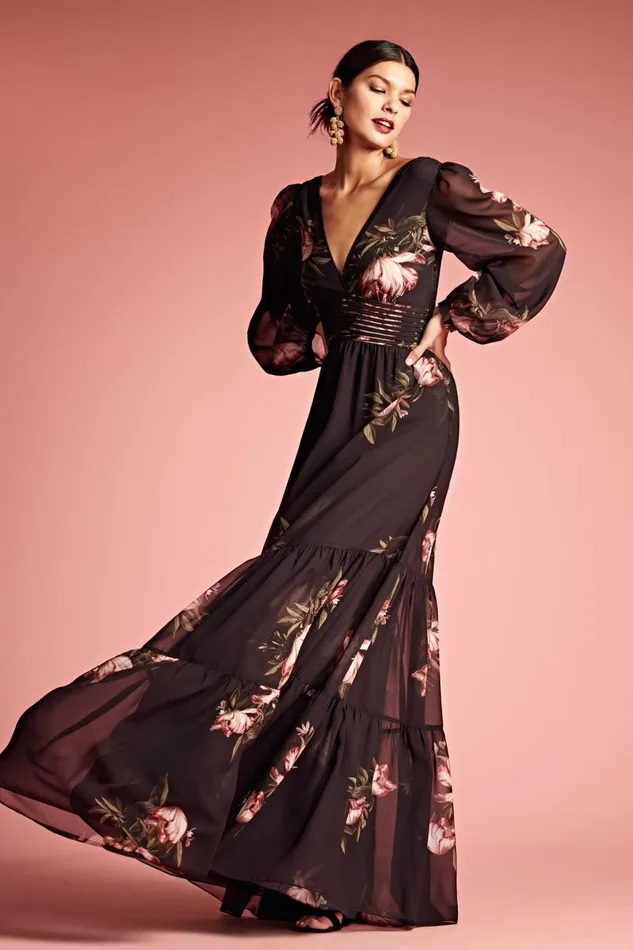 Jules Gown 8211 Noir Blossom Women Sachin and Babi Boho