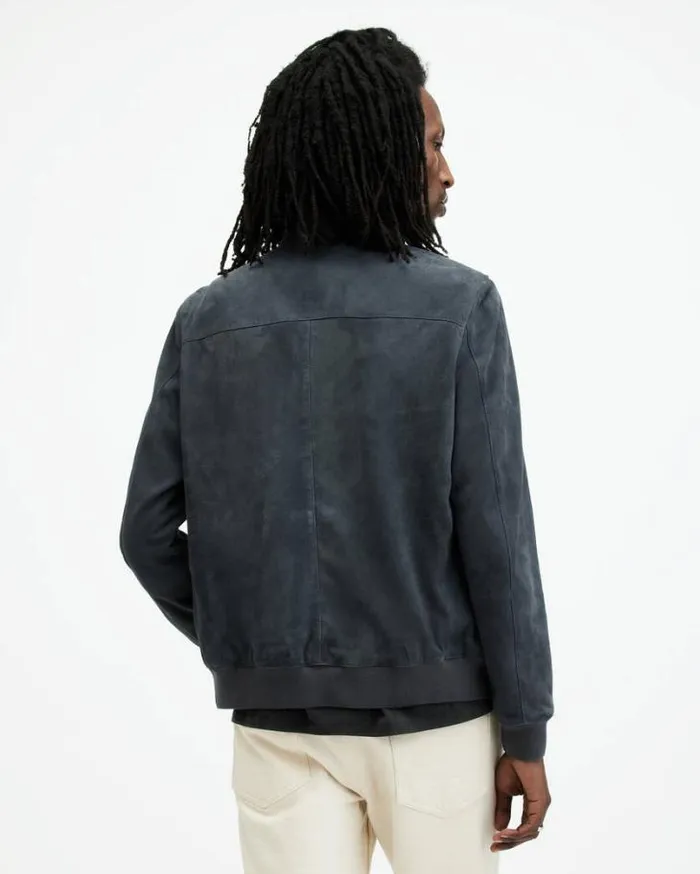 Kairo Suede Bomber Jacket Celestial Blue Men AllSaints Leather Jackets