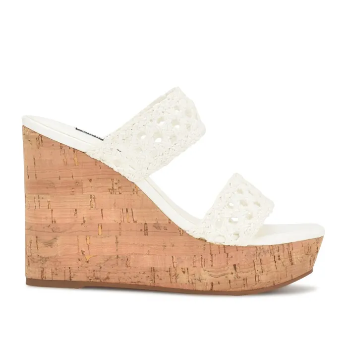 Kalani Wedge Sandals White Women Nine West High Heels