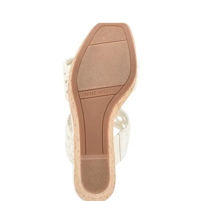 Kalani Wedge Sandals White Women Nine West High Heels Kalani Wedge Sandals White Women Nine West High Heels