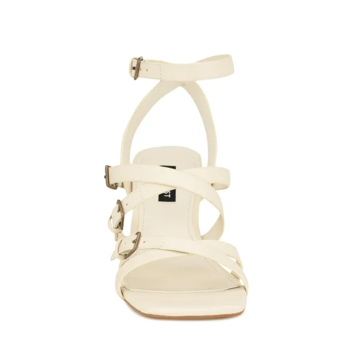 Karrly Ankle Strap Heeled Sandals Ivory Women Nine West Mid Heels Karrly Ankle Strap Heeled Sandals Ivory Women Nine West Mid Heels