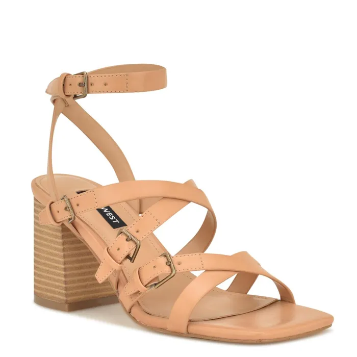 Karrly Ankle Strap Heeled Sandals Light Natural Women Nine West Dress Karrly Ankle Strap Heeled Sandals Light Natural Women Nine West Dress