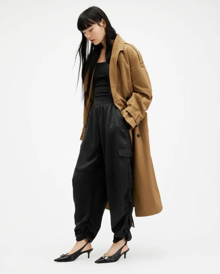 Kaye Oversized Drawcord Pants Black Women AllSaints Pants and Leggings
