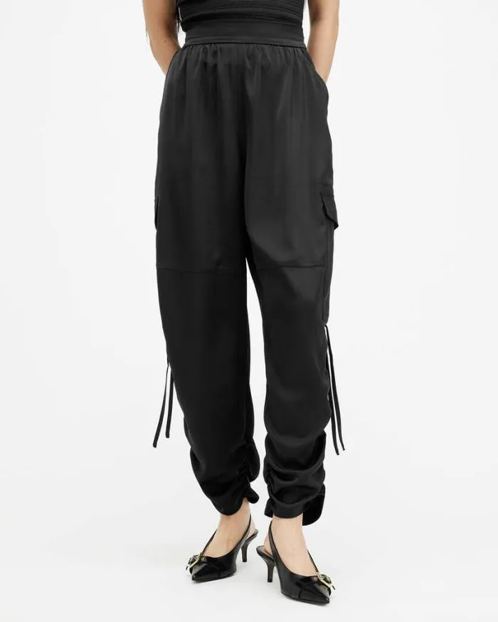 Kaye Oversized Drawcord Pants Black Women AllSaints Pants and Leggings
