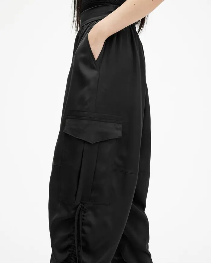Kaye Oversized Drawcord Pants Black Women AllSaints Pants and Leggings