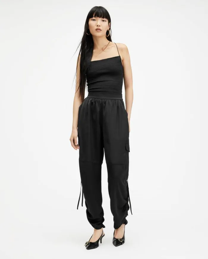 Kaye Oversized Drawcord Pants Black Women AllSaints Pants and Leggings
