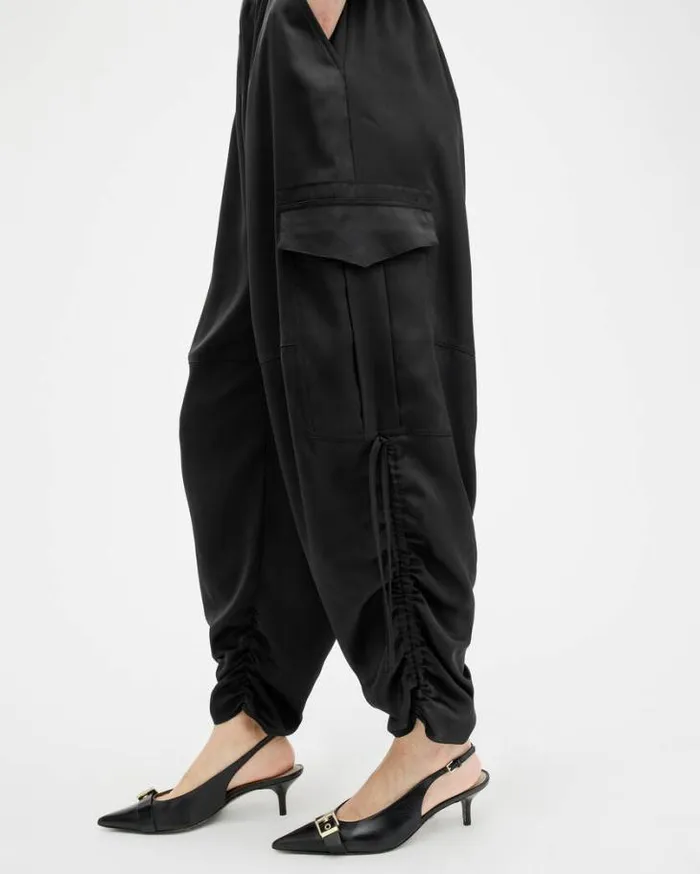 Kaye Oversized Drawcord Pants Black Women AllSaints Pants and Leggings