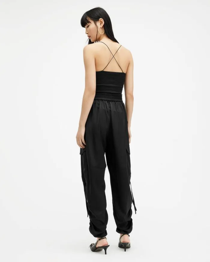 Kaye Oversized Drawcord Pants Black Women AllSaints Pants and Leggings