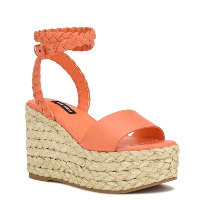 Keily Espadrille Wedge Sandals Orange Women Nine West Sandals Keily Espadrille Wedge Sandals Orange Women Nine West Sandals