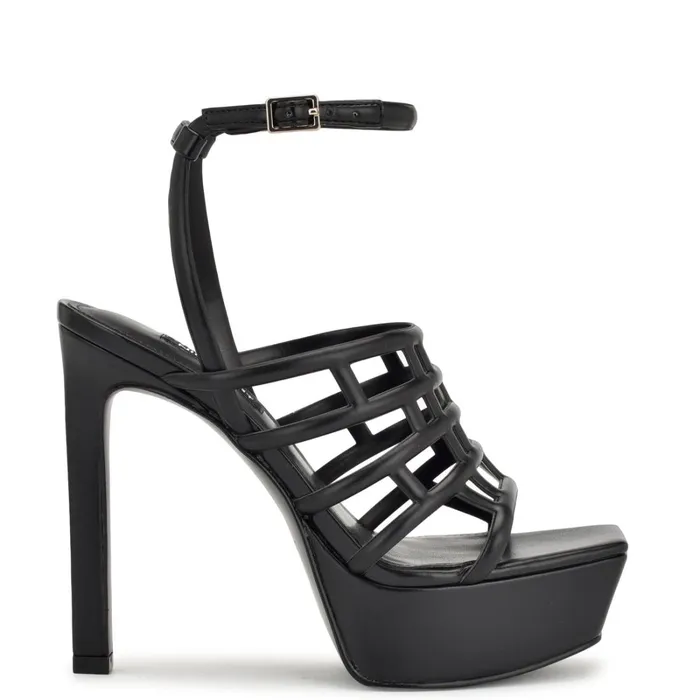 Kelinda Ankle Strap Platform Sandals Black Women Nine West Dress