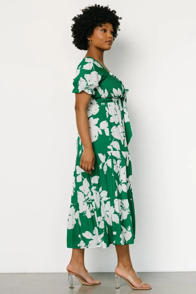 Kelley Smocked Maxi Dress Green White Women Baltic Born Bump Friendly Kelley Smocked Maxi Dress Green White Women Baltic Born Bump Friendly