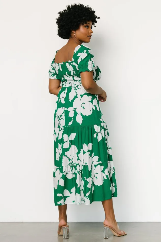 Kelley Smocked Maxi Dress Green White Women Baltic Born Bump Friendly Kelley Smocked Maxi Dress Green White Women Baltic Born Bump Friendly