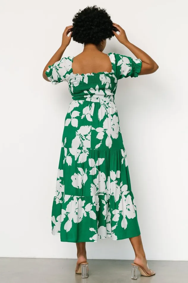 Kelley Smocked Maxi Dress Green White Women Baltic Born Bump Friendly Kelley Smocked Maxi Dress Green White Women Baltic Born Bump Friendly