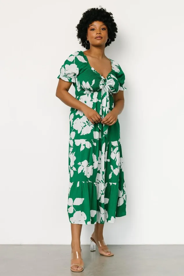 Kelley Smocked Maxi Dress Green White Women Baltic Born Bump Friendly Kelley Smocked Maxi Dress Green White Women Baltic Born Bump Friendly