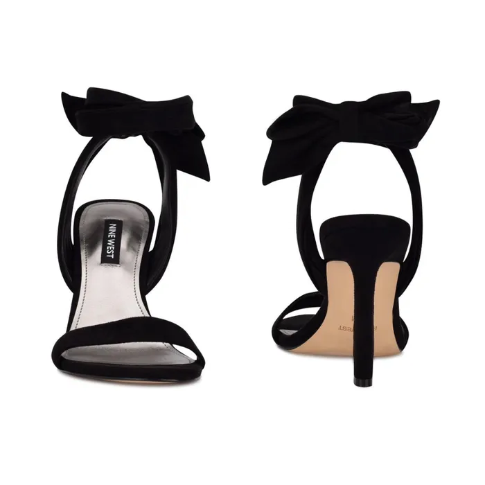 Kelsie Ankle Wrap Heeled Sandals Black Suede Women Nine West Heeled Kelsie Ankle Wrap Heeled Sandals Black Suede Women Nine West Heeled