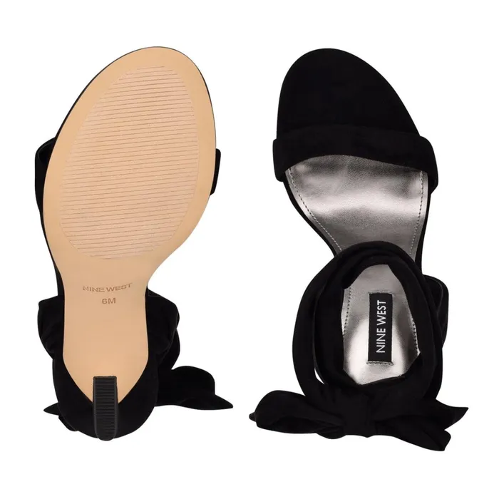 Kelsie Ankle Wrap Heeled Sandals Black Suede Women Nine West Heeled Kelsie Ankle Wrap Heeled Sandals Black Suede Women Nine West Heeled