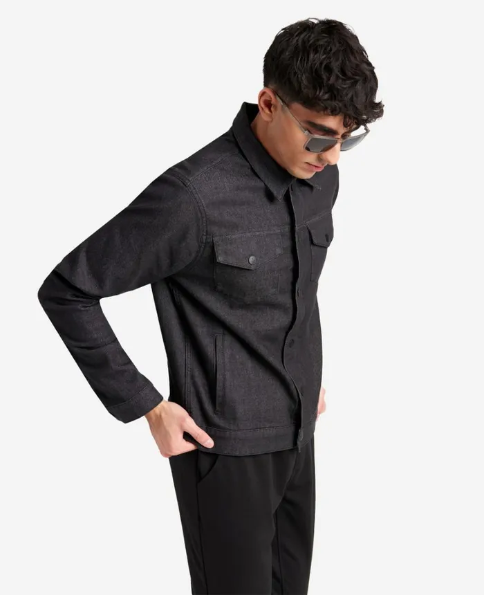 Kenneth Cole Denim Men Slim Fit Recycled Denim Jacket Sheridan 8211 Charcoal