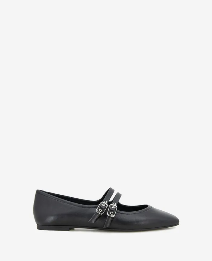 Kenneth Cole Flats and Loafers Women Jasmine Mary Jane Flat Black Leather