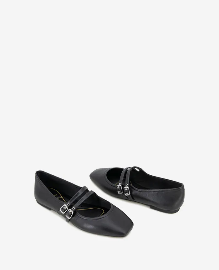 Kenneth Cole Flats and Loafers Women Jasmine Mary Jane Flat Black Leather Kenneth Cole Flats and Loafers Women Jasmine Mary Jane Flat Black Leather