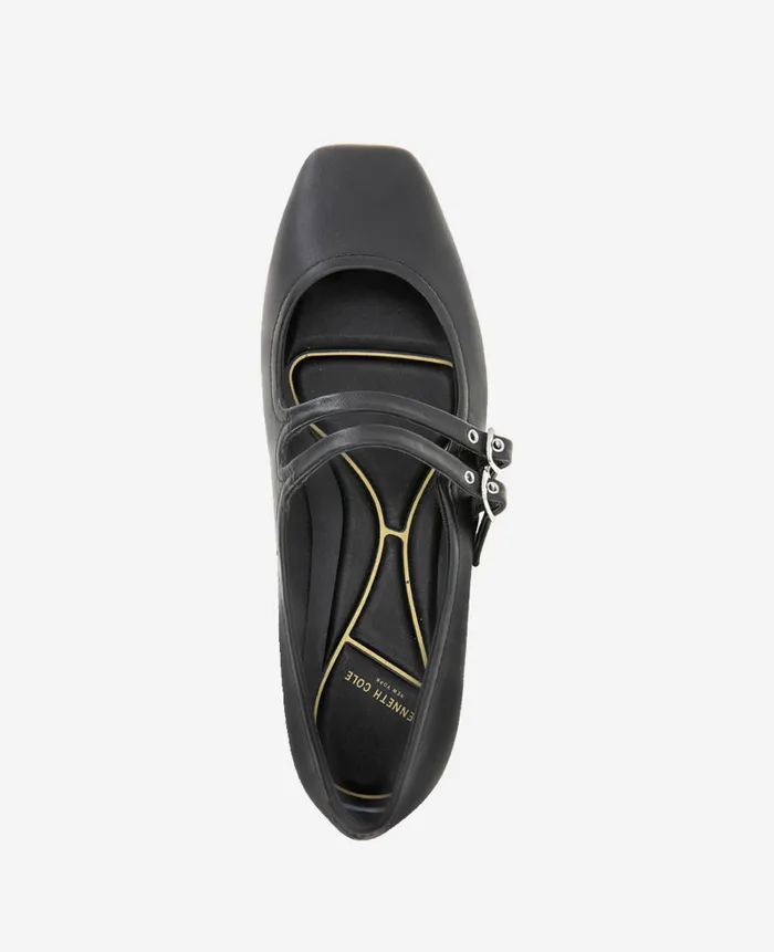 Kenneth Cole Flats and Loafers Women Jasmine Mary Jane Flat Black Leather Kenneth Cole Flats and Loafers Women Jasmine Mary Jane Flat Black Leather