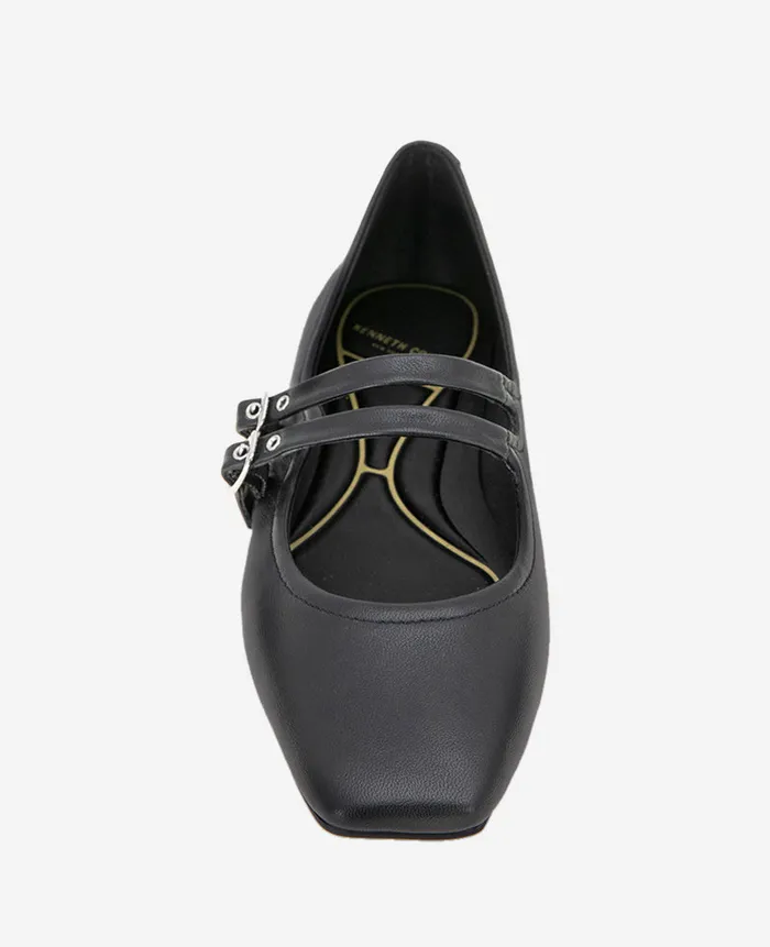 Kenneth Cole Flats and Loafers Women Jasmine Mary Jane Flat Black Leather Kenneth Cole Flats and Loafers Women Jasmine Mary Jane Flat Black Leather
