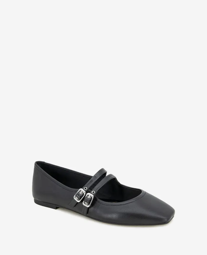 Kenneth Cole Flats and Loafers Women Jasmine Mary Jane Flat Black Leather Kenneth Cole Flats and Loafers Women Jasmine Mary Jane Flat Black Leather