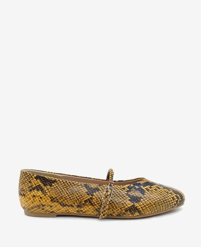 Kenneth Cole Flats and Loafers Women Magnolia Leather Ballet Flat Brown Snake