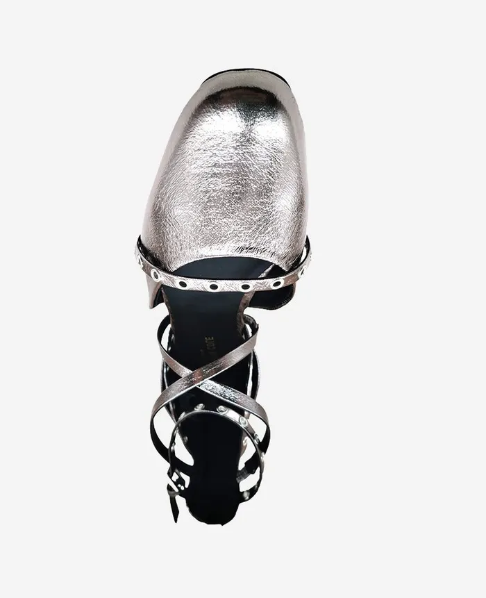 Kenneth Cole Flats and Loafers Women Mason Strappy Metallic Stud Flat Pewter Kenneth Cole Flats and Loafers Women Mason Strappy Metallic Stud Flat Pewter