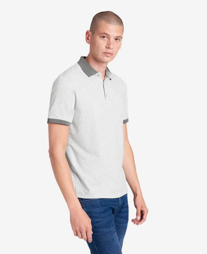 Kenneth Cole Polos and TShirts Men Colorblock Collar Solid Short Sleeve Polo Heather Grey Kenneth Cole Polos and TShirts Men Colorblock Collar Solid Short Sleeve Polo Heather Grey