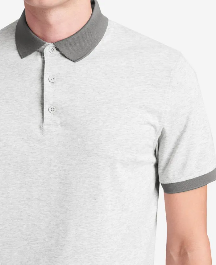 Kenneth Cole Polos and TShirts Men Colorblock Collar Solid Short Sleeve Polo Heather Grey Kenneth Cole Polos and TShirts Men Colorblock Collar Solid Short Sleeve Polo Heather Grey