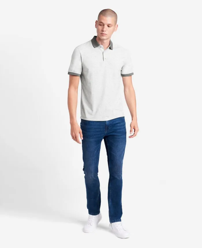 Kenneth Cole Polos and TShirts Men Colorblock Collar Solid Short Sleeve Polo Heather Grey Kenneth Cole Polos and TShirts Men Colorblock Collar Solid Short Sleeve Polo Heather Grey