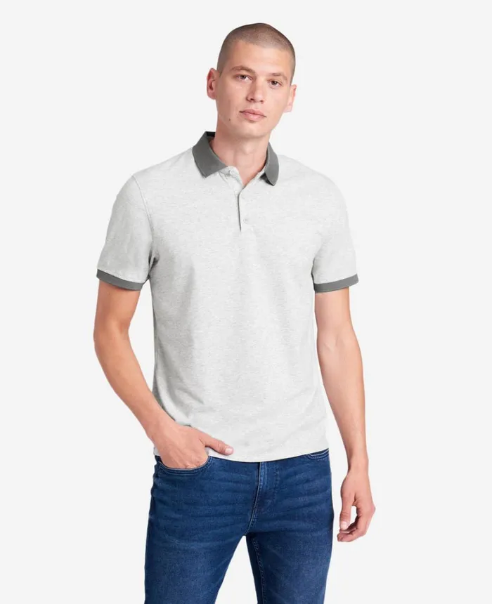 Kenneth Cole Polos and TShirts Men Colorblock Collar Solid Short Sleeve Polo Heather Grey Kenneth Cole Polos and TShirts Men Colorblock Collar Solid Short Sleeve Polo Heather Grey