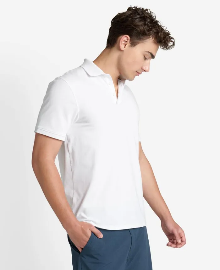 Kenneth Cole Polos and TShirts Men Colorblock Collar Solid Short Sleeve Polo White