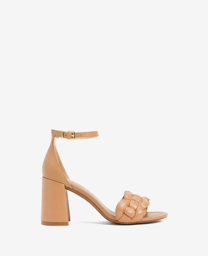 Kenneth Cole Pumps and Heels Women Luisa Woven Heeled Sandal Classic Tan