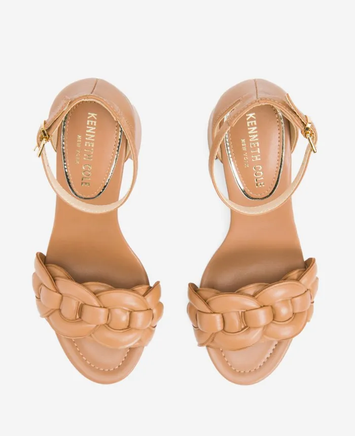 Kenneth Cole Pumps and Heels Women Luisa Woven Heeled Sandal Classic Tan Kenneth Cole Pumps and Heels Women Luisa Woven Heeled Sandal Classic Tan
