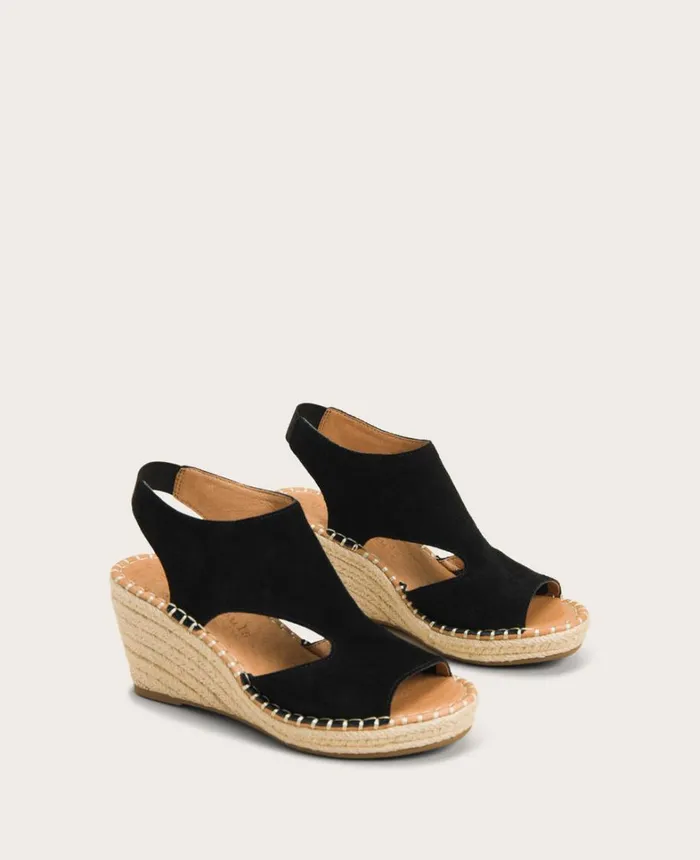 Kenneth Cole Sandals and Wedges Women GENTLE SOULS Cody Suede Esparille Wedge Black Kenneth Cole Sandals and Wedges Women GENTLE SOULS Cody Suede Esparille Wedge Black