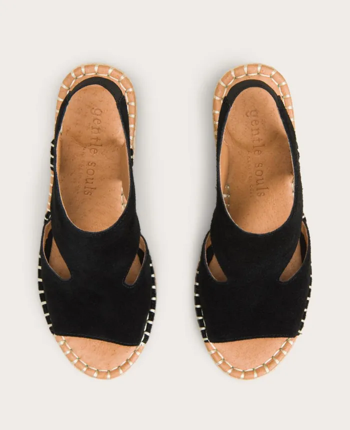 Kenneth Cole Sandals and Wedges Women GENTLE SOULS Cody Suede Esparille Wedge Black Kenneth Cole Sandals and Wedges Women GENTLE SOULS Cody Suede Esparille Wedge Black