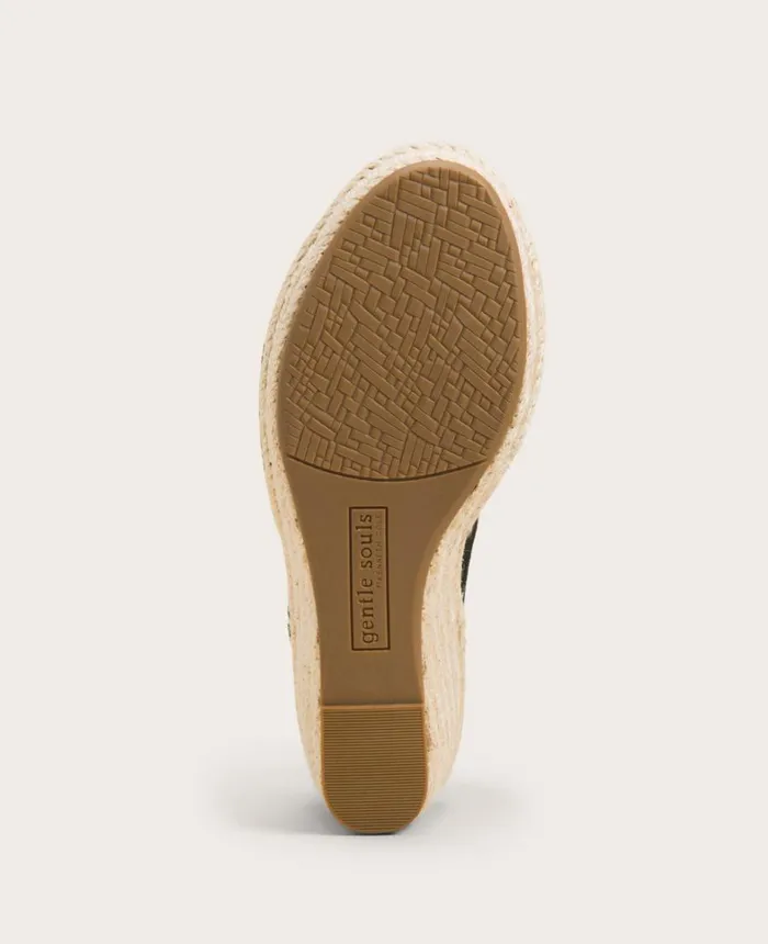 Kenneth Cole Sandals and Wedges Women GENTLE SOULS Cody Suede Esparille Wedge Black Kenneth Cole Sandals and Wedges Women GENTLE SOULS Cody Suede Esparille Wedge Black