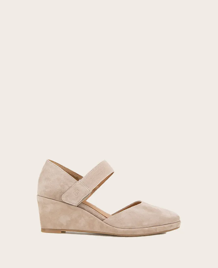 Kenneth Cole Sandals and Wedges Women GENTLE SOULS Oriana Suede Wedge Mushroom Suede