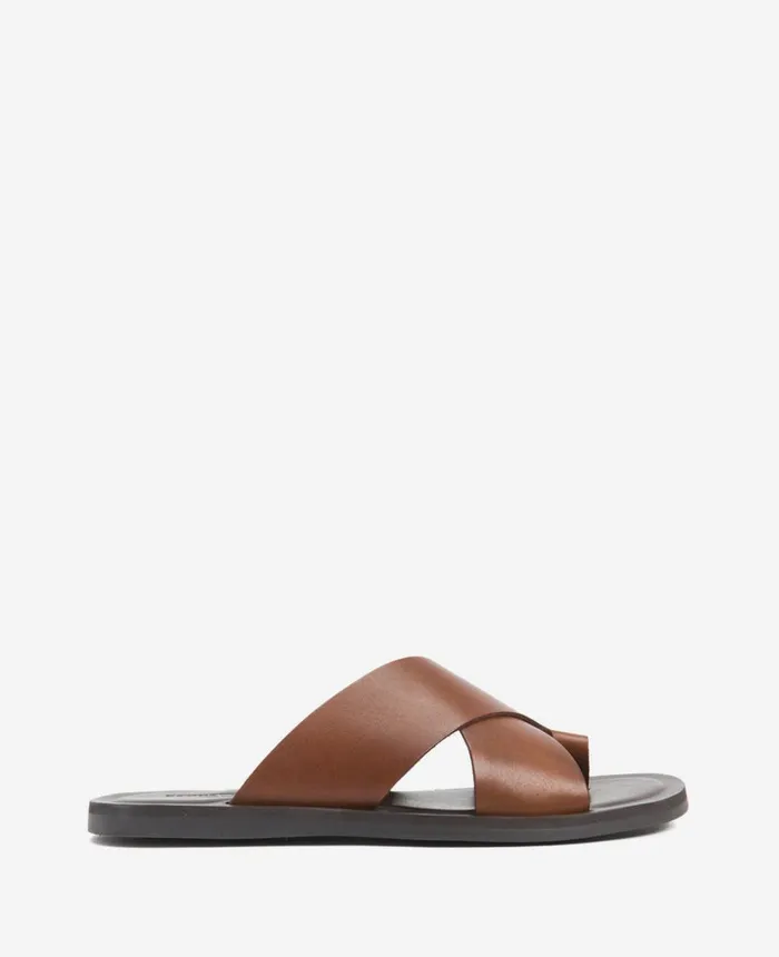Kenneth Cole Sandals Men Ideal Leather Slide Sandal Brown