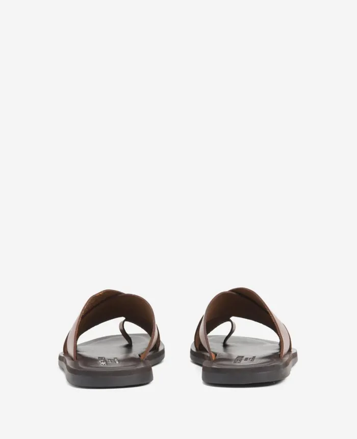 Kenneth Cole Sandals Men Ideal Leather Slide Sandal Brown Kenneth Cole Sandals Men Ideal Leather Slide Sandal Brown
