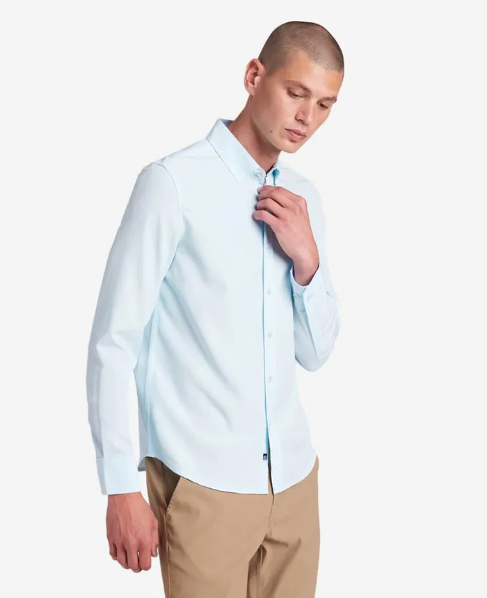 Kenneth Cole Shirts Men Performance Slim Fit Button Down Shirt Light Blue