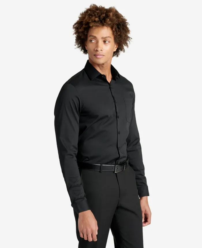 Kenneth Cole Shirts Men Slim Fit Kenneth Cole Sustinable Stretch Collar Solid Dress Shirt Black Kenneth Cole Shirts Men Slim Fit Kenneth Cole Sustinable Stretch Collar Solid Dress Shirt Black
