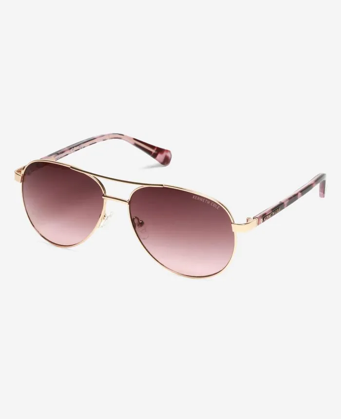 Kenneth Cole Sunglasses Women Metal Aviator Sunglasses Gold