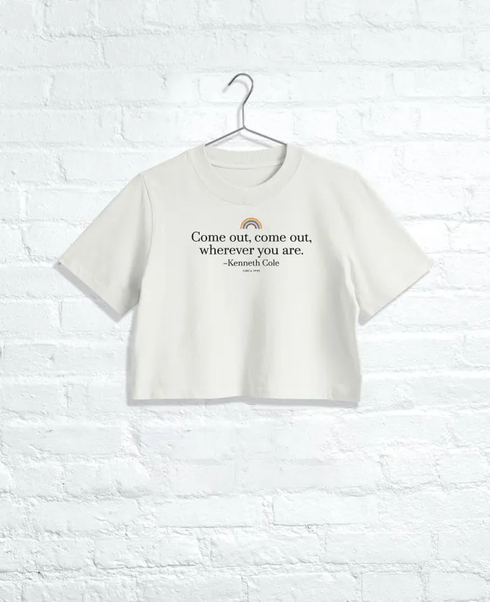Kenneth Cole TShirts MenWomen COME OUT Cropped Tee Faded Bone